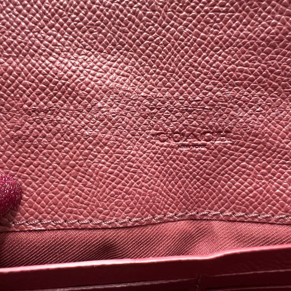 Coach Slim Envelope Crossgrain Leather Wine Red - Picture 8 of 10